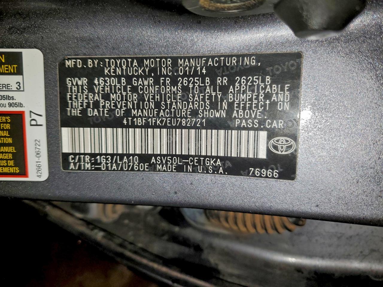 2014 TOYOTA CAMRY L photo 12