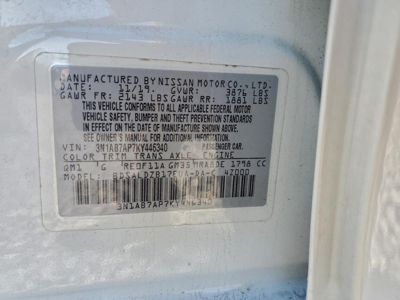 2019 NISSAN SENTRA S photo 13