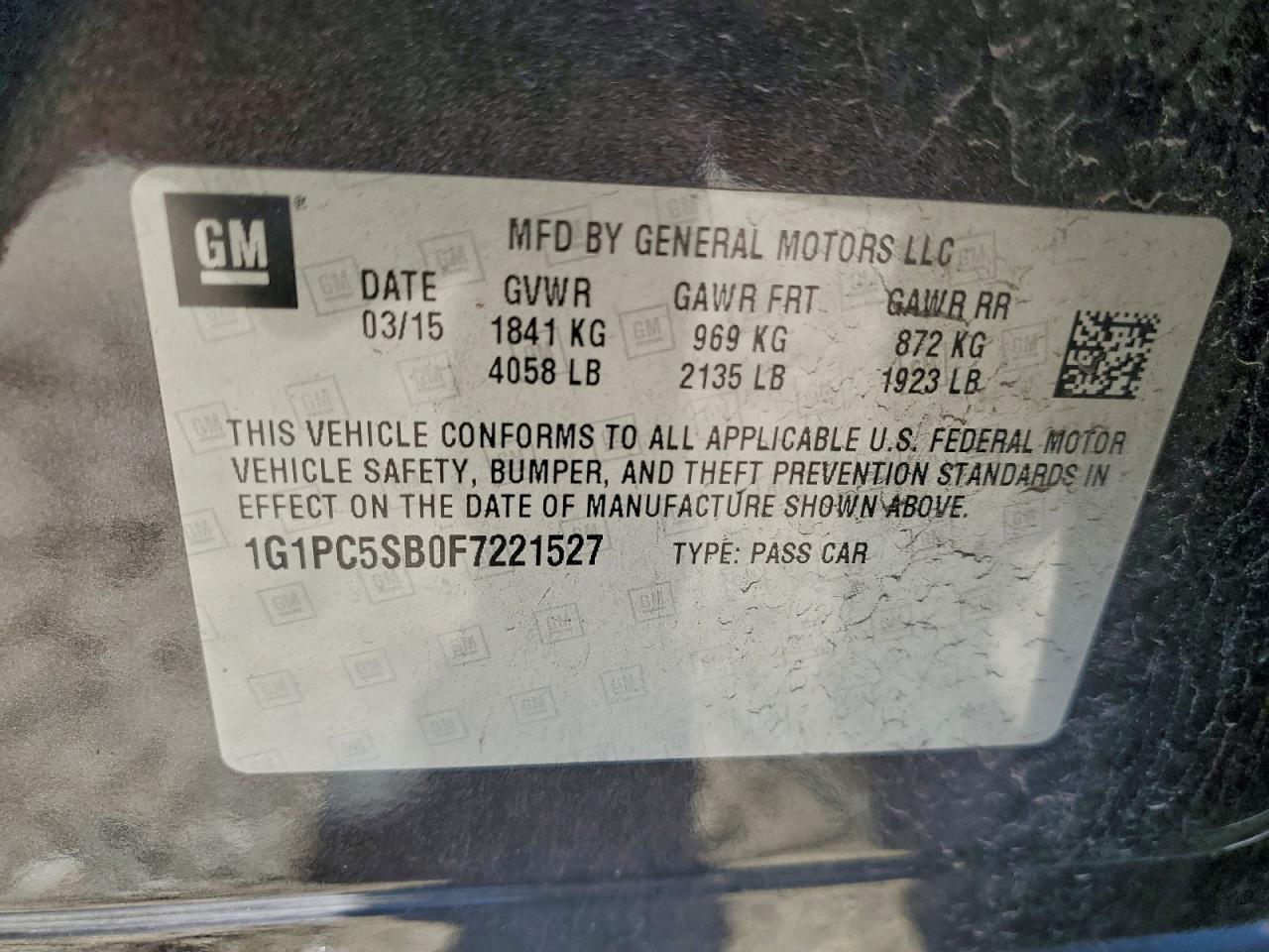 2015 CHEVROLET CRUZE LT photo 12