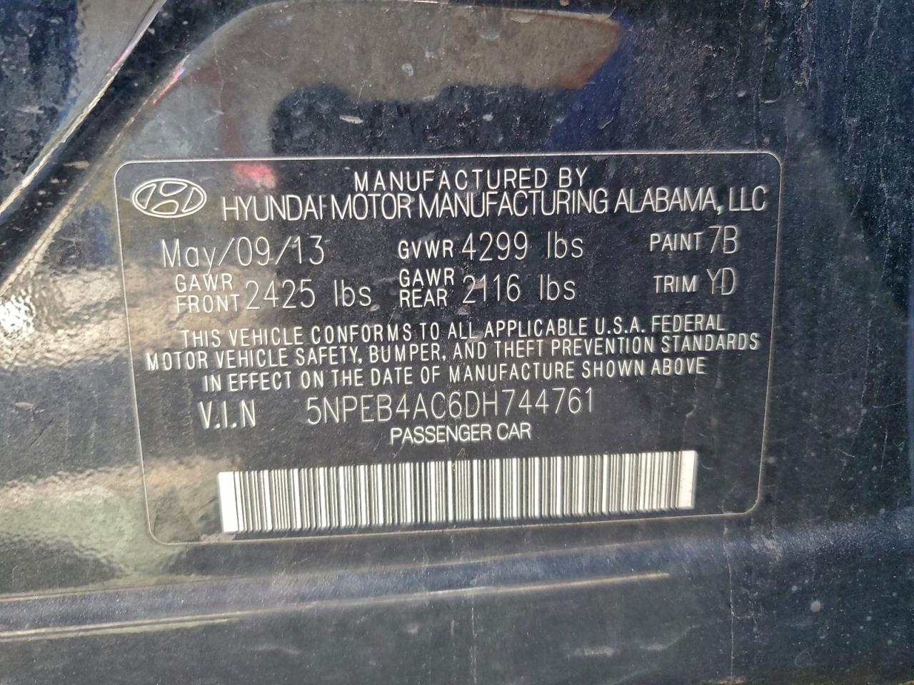 2013 HYUNDAI SONATA GLS photo 12