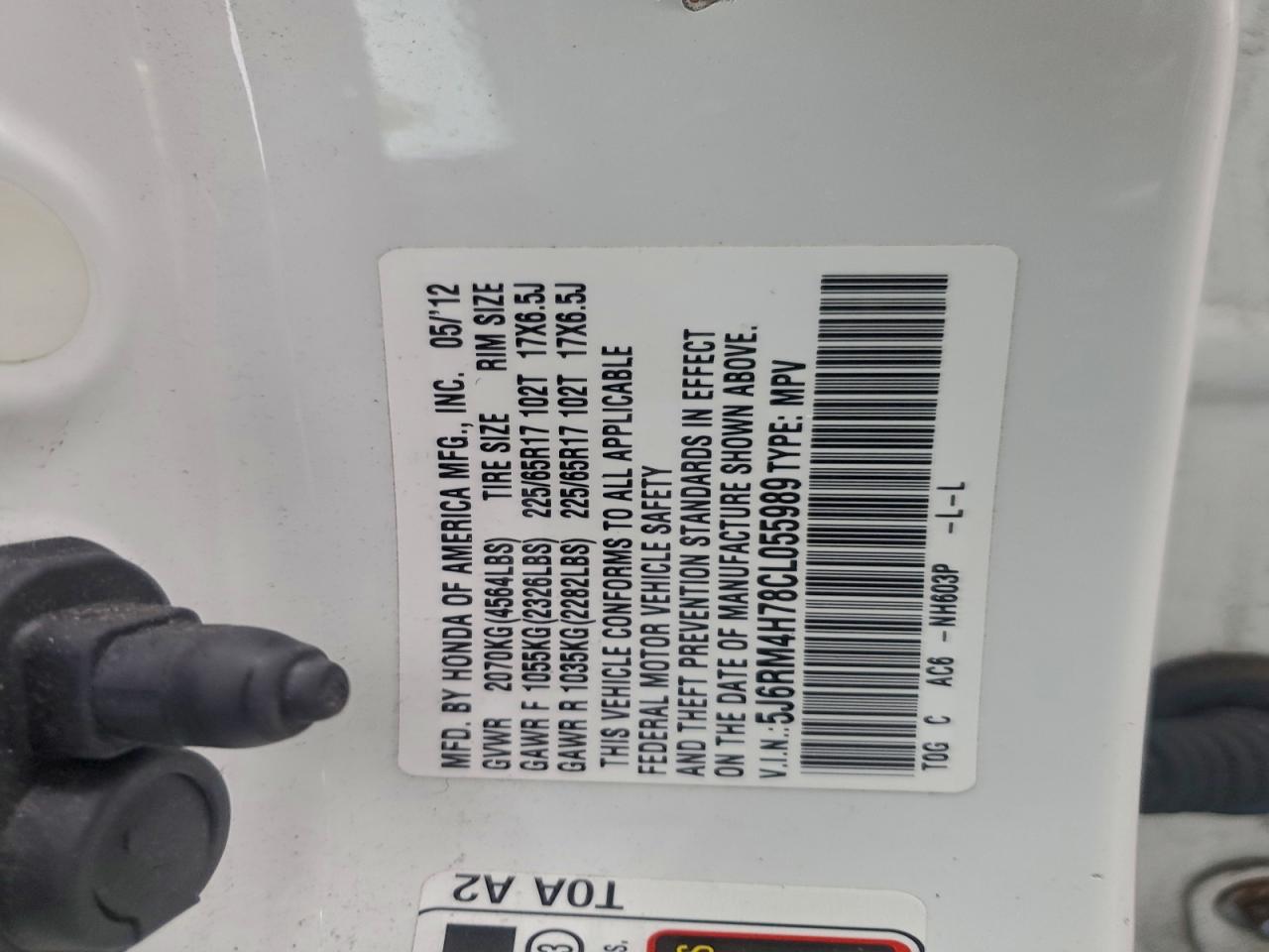 2012 HONDA CR-V EXL photo 12