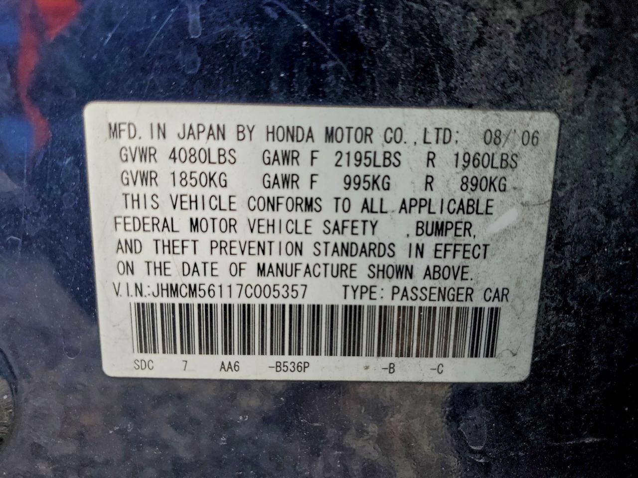 2007 HONDA ACCORD VALUE photo 37
