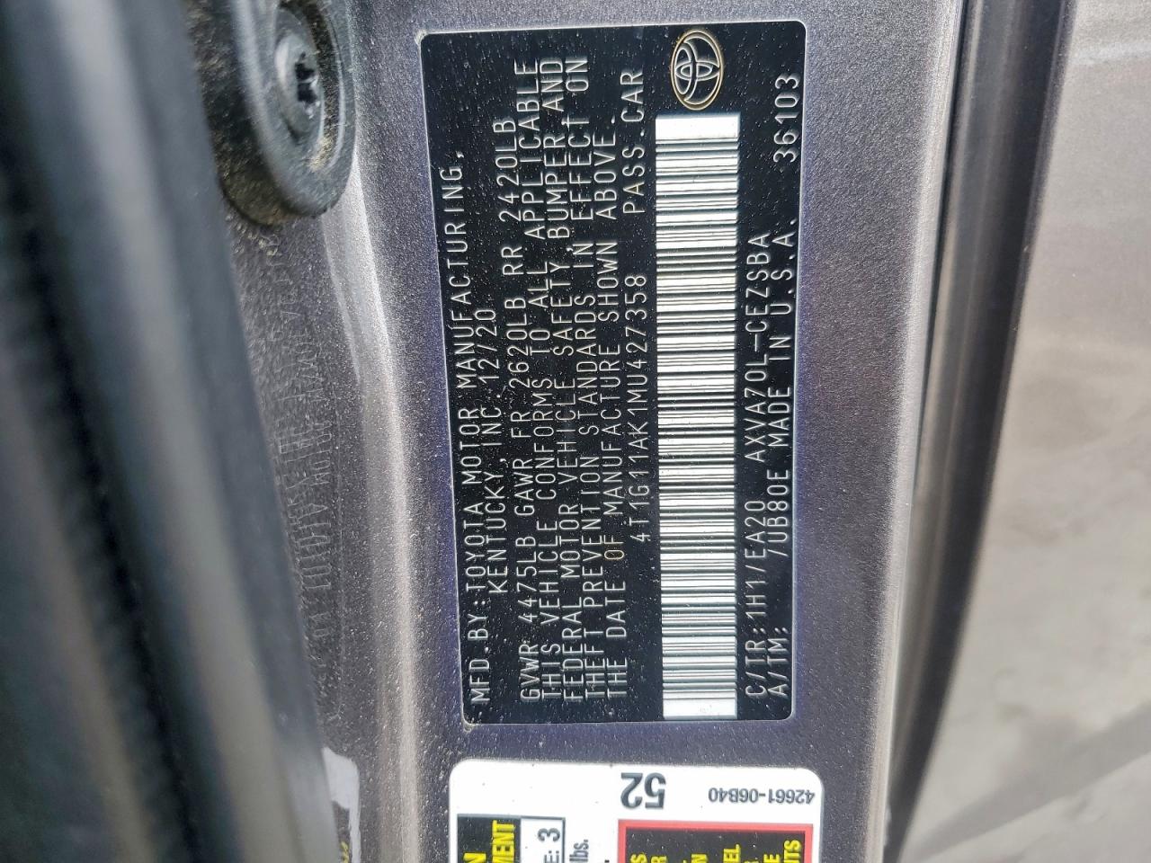 2021 TOYOTA CAMRY SE photo 12