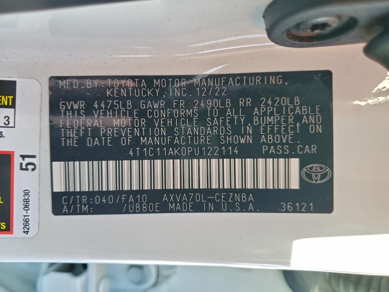2023 TOYOTA CAMRY LE photo 13