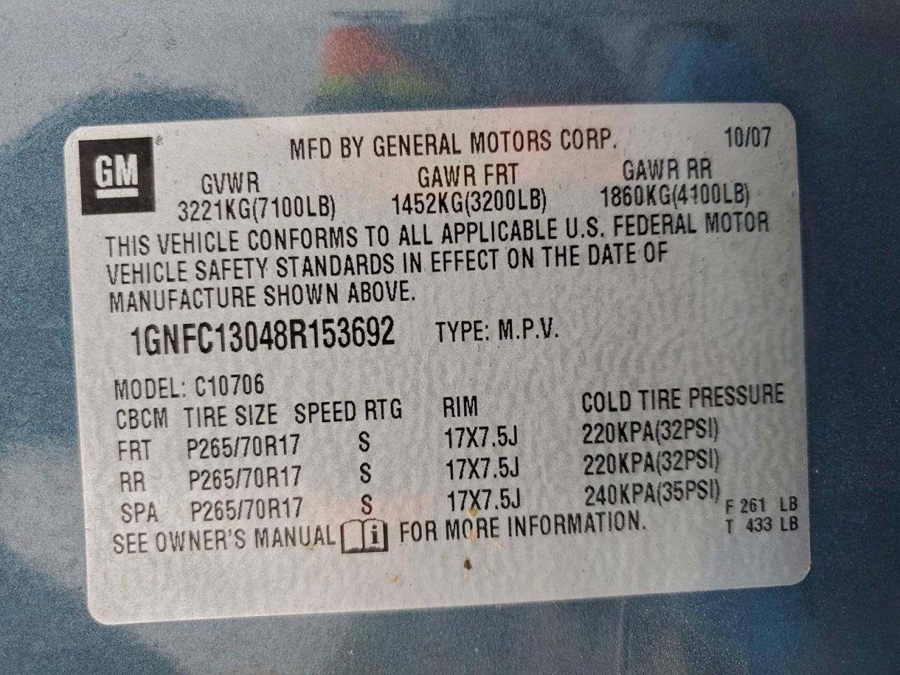 2008 CHEVROLET TAHOE C1500 photo 13