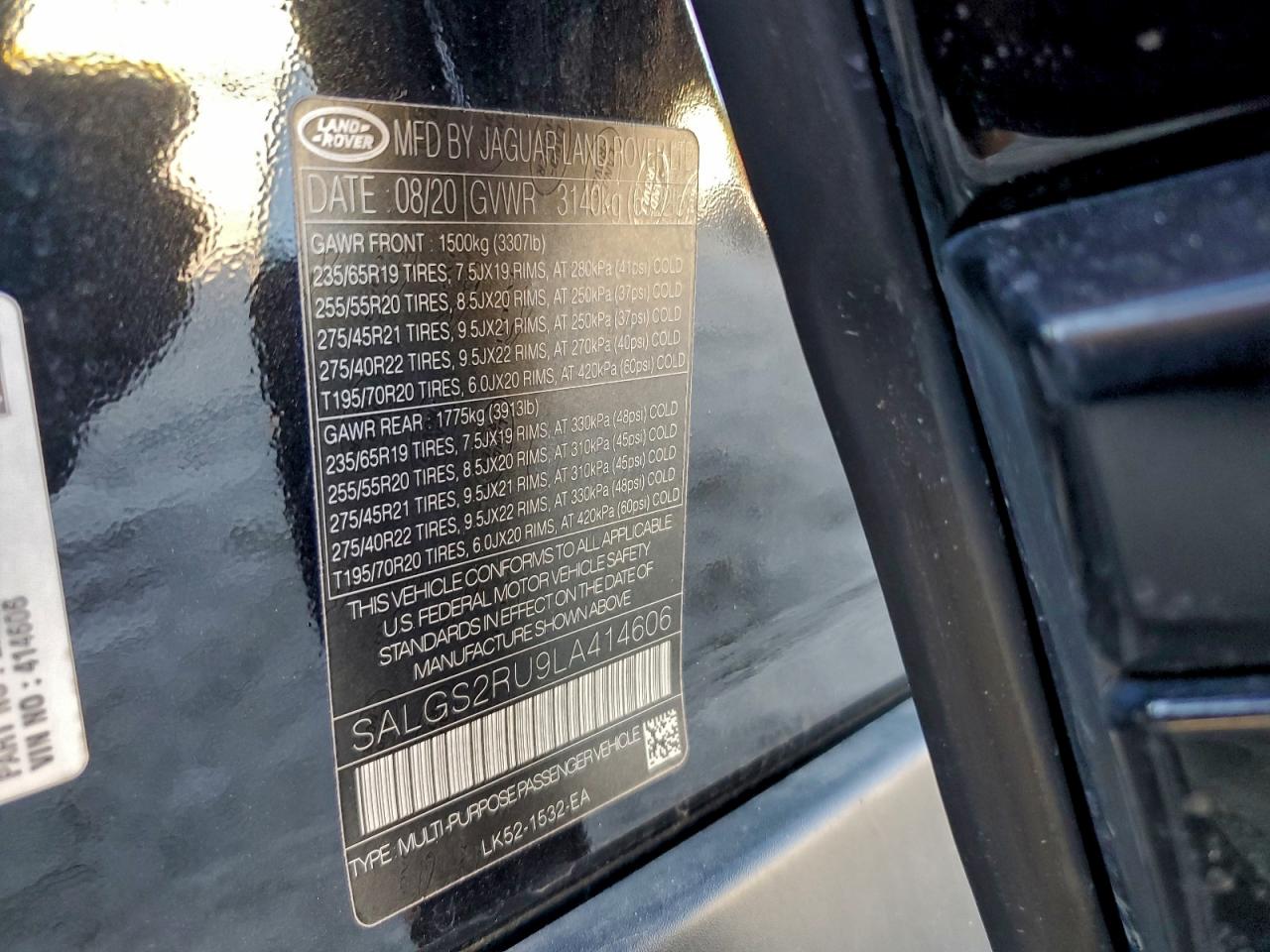 2020 LAND ROVER RANGE ROVER HSE photo 13