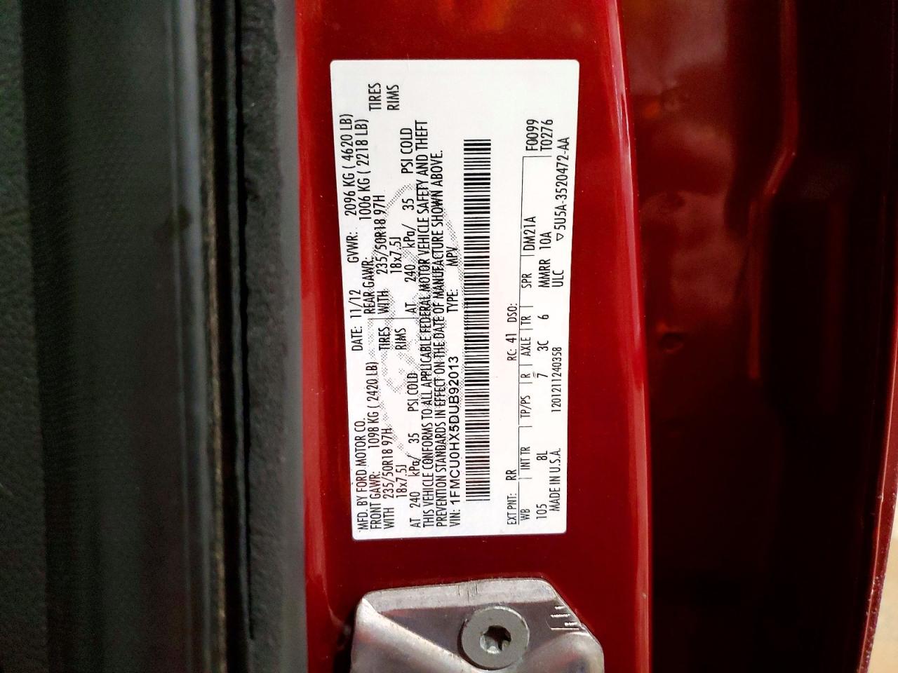 2013 FORD ESCAPE SEL photo 14