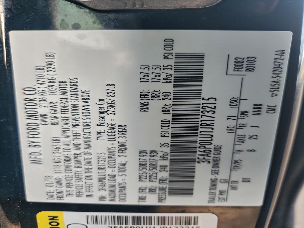 2018 FORD FUSION SE HYBRID photo 12