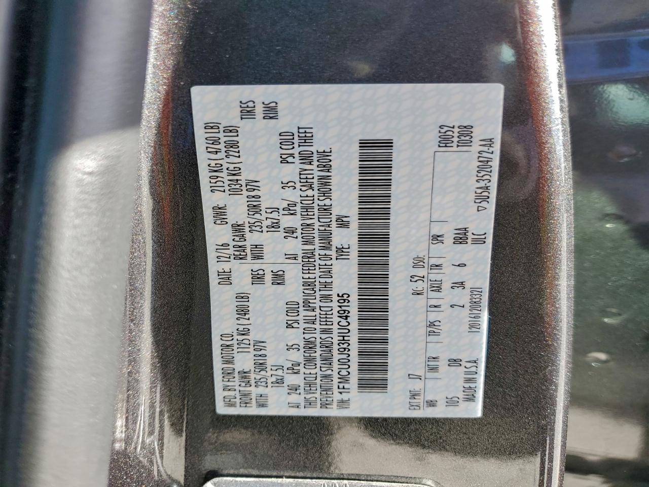2017 FORD ESCAPE TITANIUM photo 12
