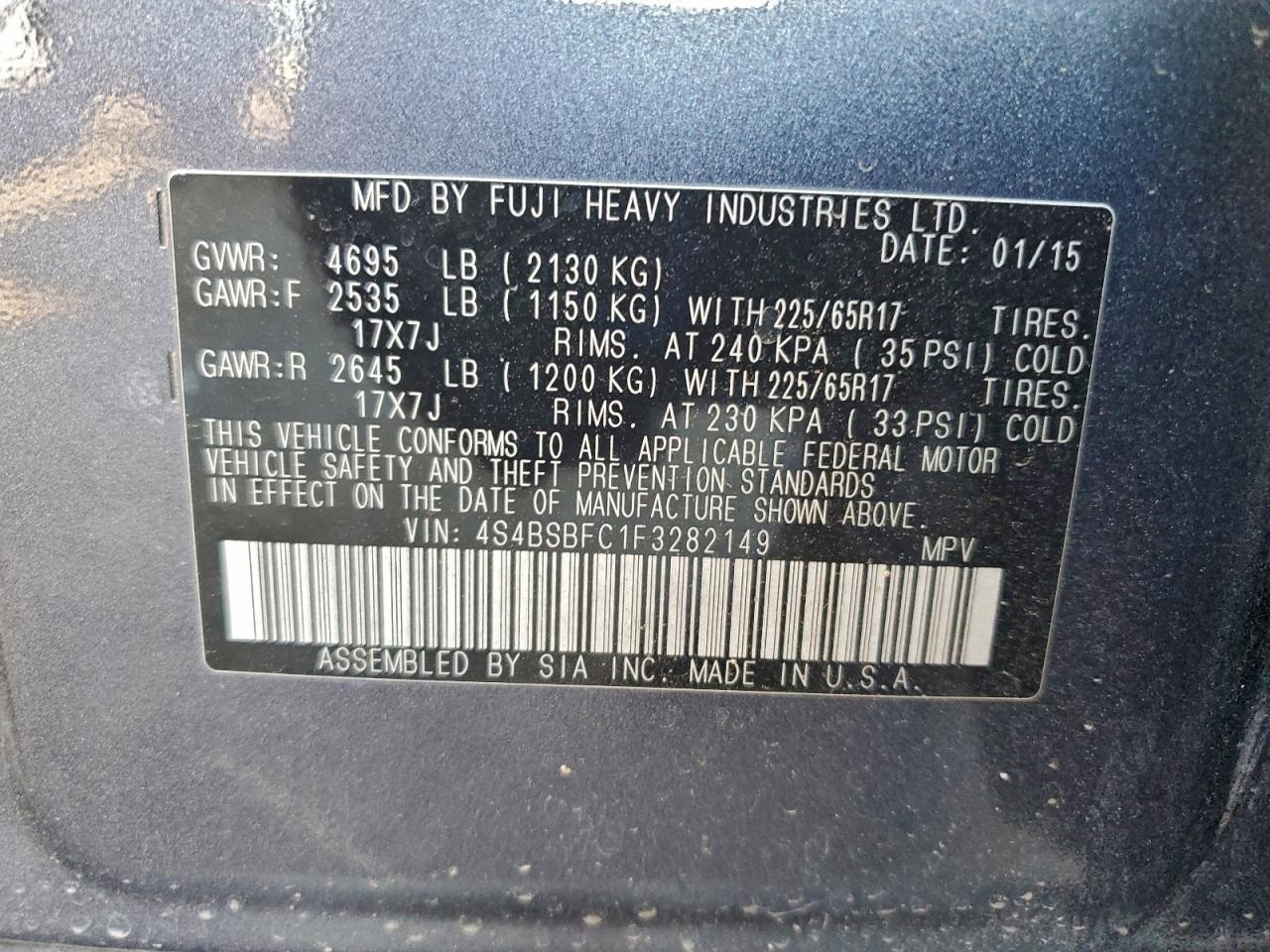 2015 SUBARU OUTBACK 2.5I PREMIUM photo 34
