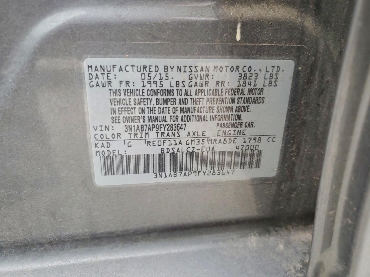 2015 NISSAN SENTRA S photo 13