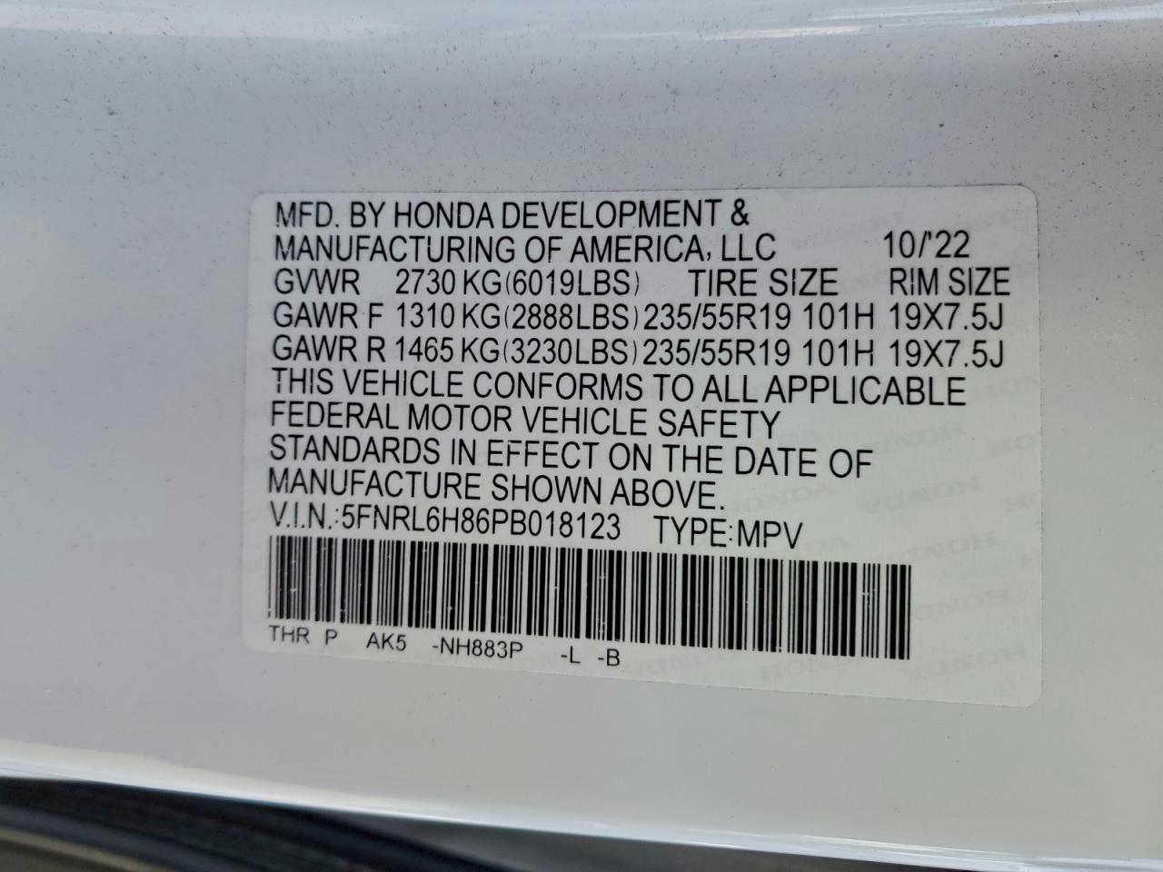 2023 HONDA ODYSSEY TOURING photo 13