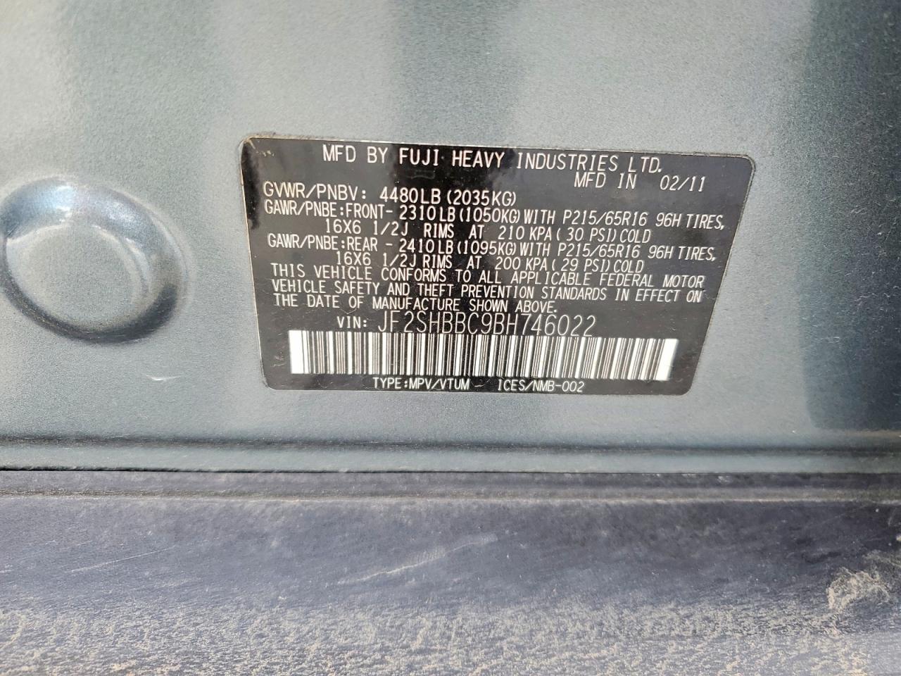 2011 SUBARU FORESTER 2.5X photo 13