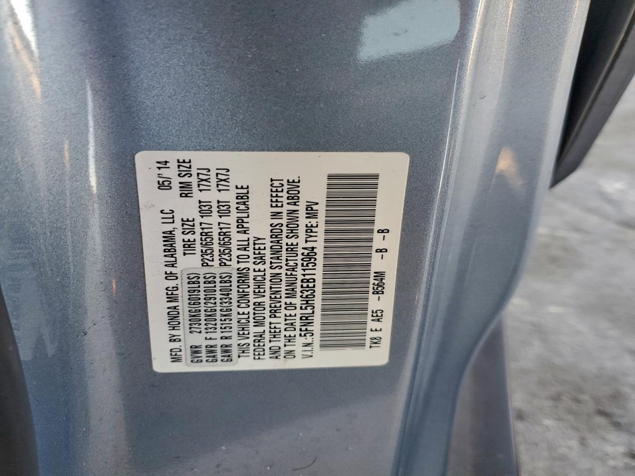2014 HONDA ODYSSEY EXL photo 14