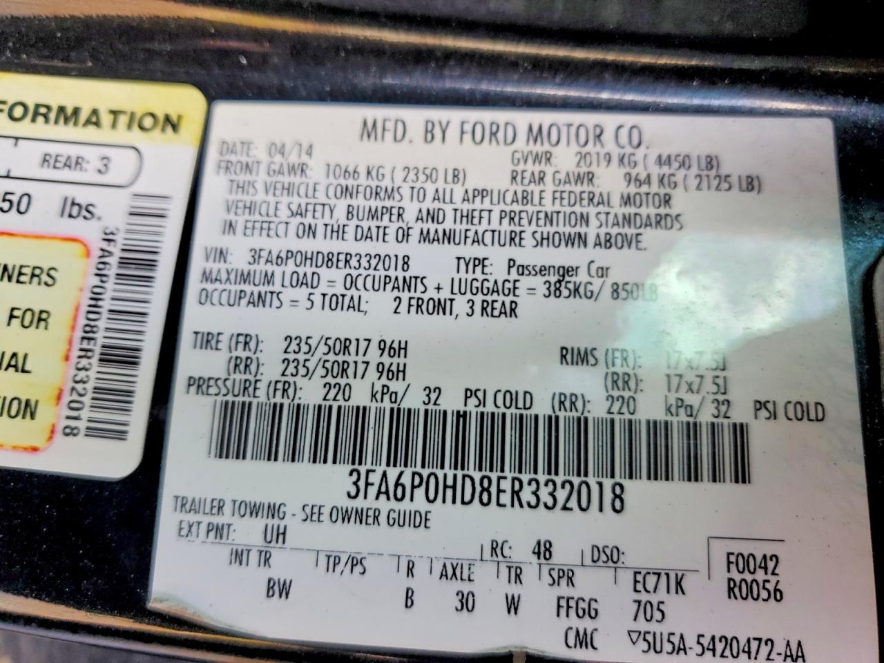 2014 FORD FUSION SE photo 13