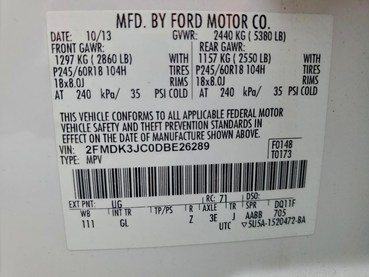2013 FORD EDGE SEL photo 13
