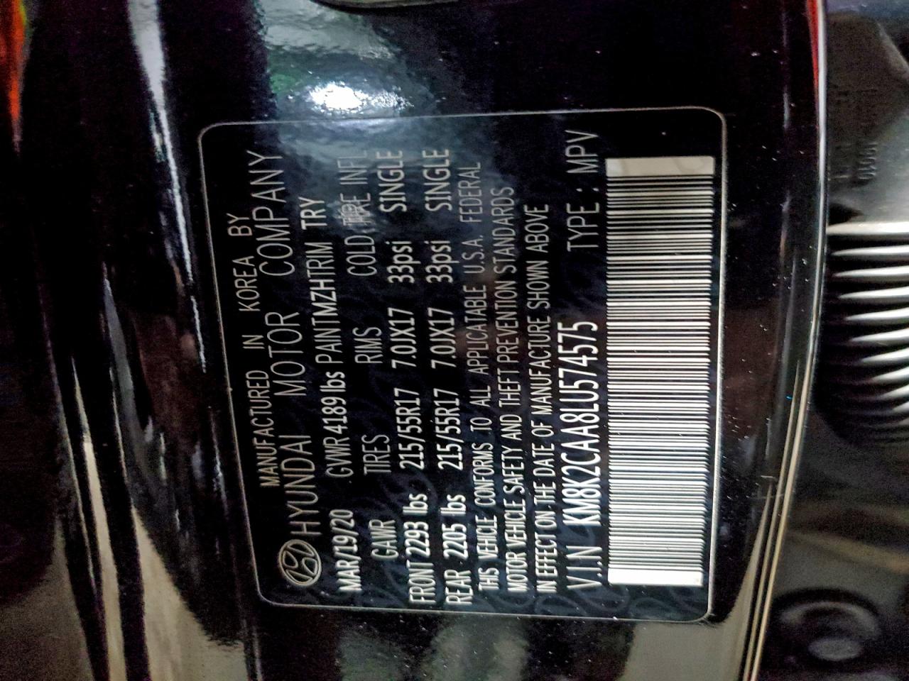 2020 HYUNDAI KONA SEL photo 12