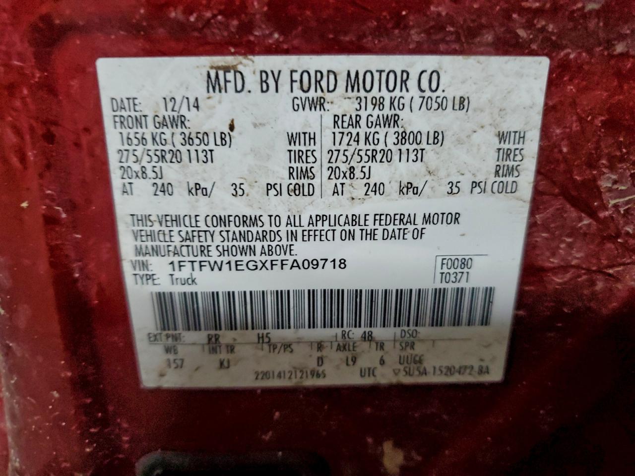 2015 FORD F150 SUPERCREW photo 12