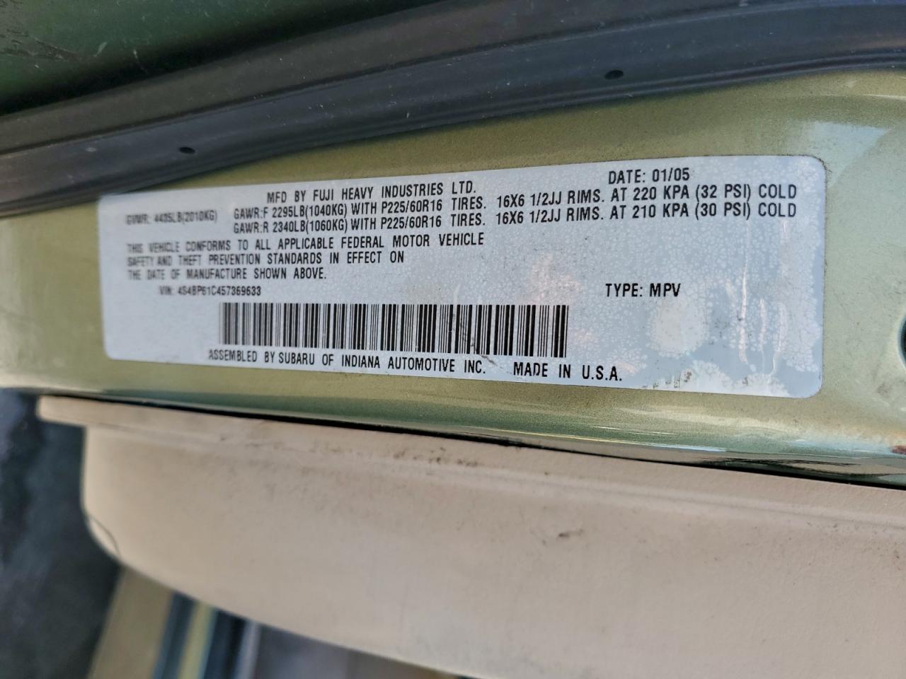 2005 SUBARU LEGACY OUTBACK 2.5I photo 13