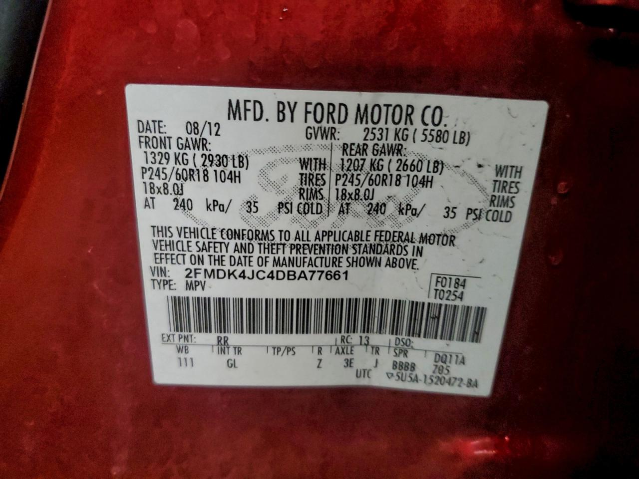 2013 FORD EDGE SEL photo 14