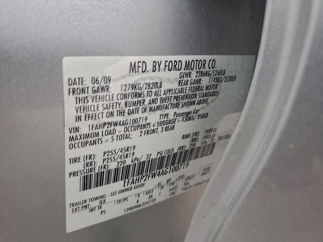 2010 FORD TAURUS LIMITED photo 12