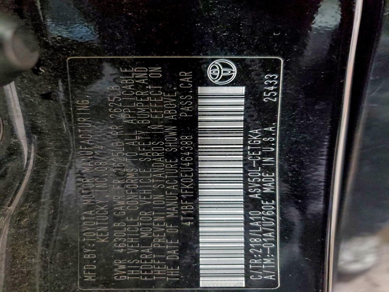 2014 TOYOTA CAMRY L photo 13