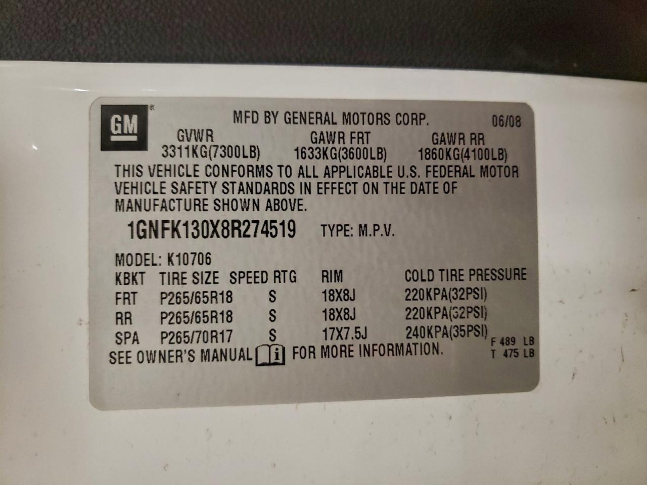 2008 CHEVROLET TAHOE K1500 photo 13