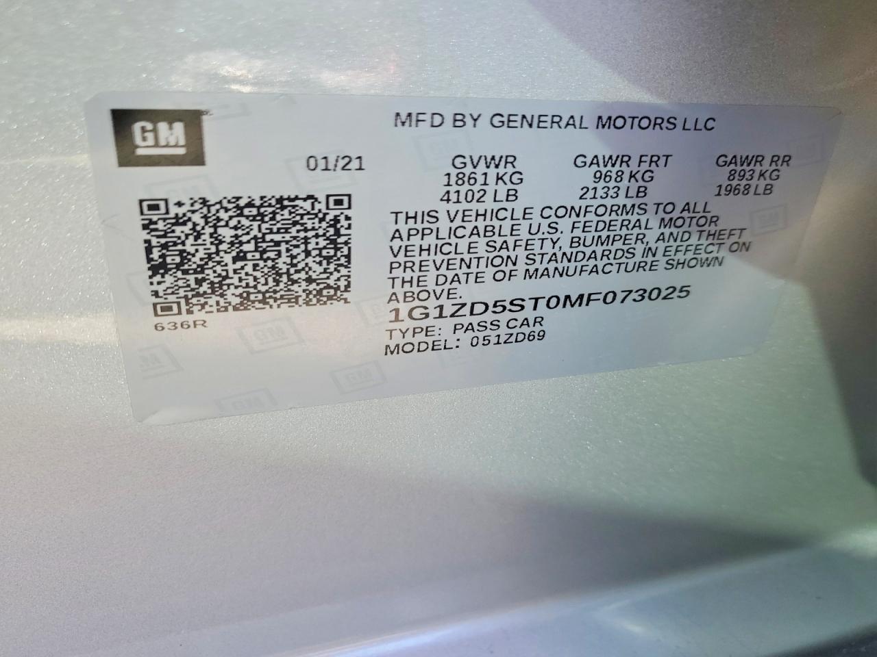 2021 CHEVROLET MALIBU LT photo 12