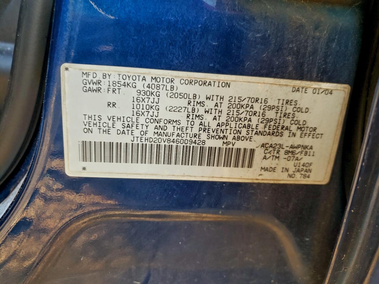 2004 TOYOTA RAV4 photo 13