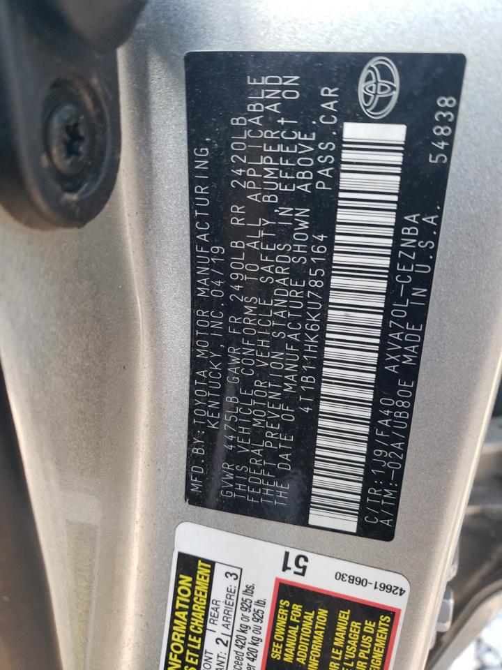 2019 TOYOTA CAMRY L photo 13