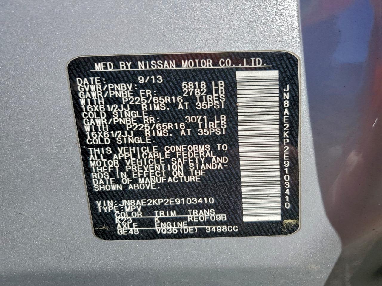 2014 NISSAN QUEST S photo 13