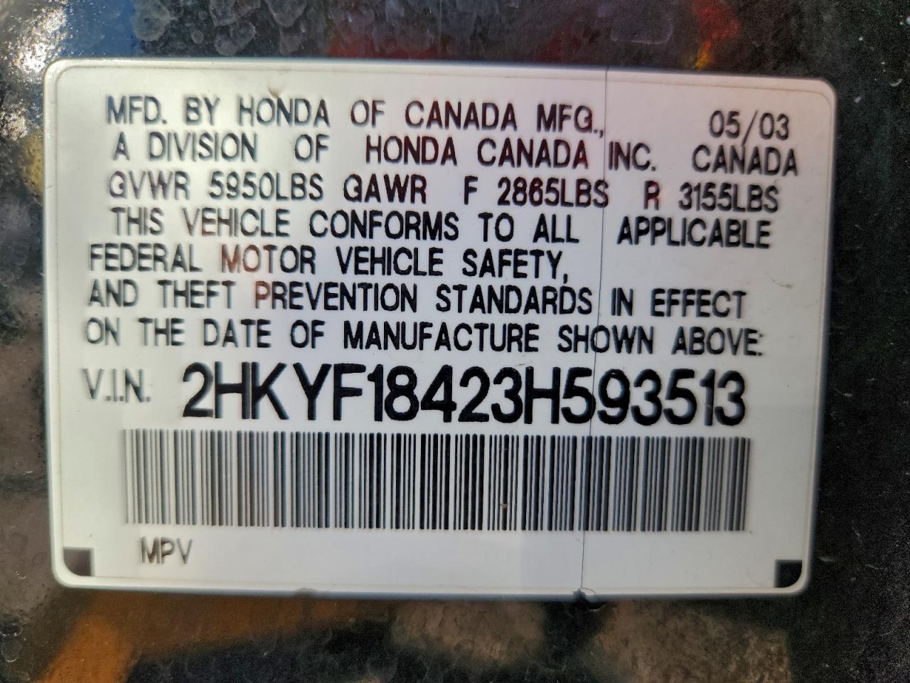 2003 HONDA PILOT EX photo 13