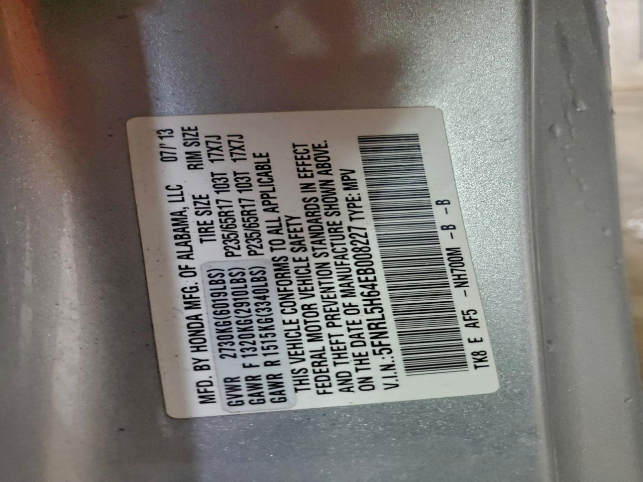 2014 HONDA ODYSSEY EXL photo 12