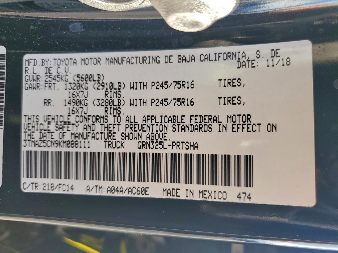 2019 TOYOTA TACOMA DOUBLE CAB photo 12