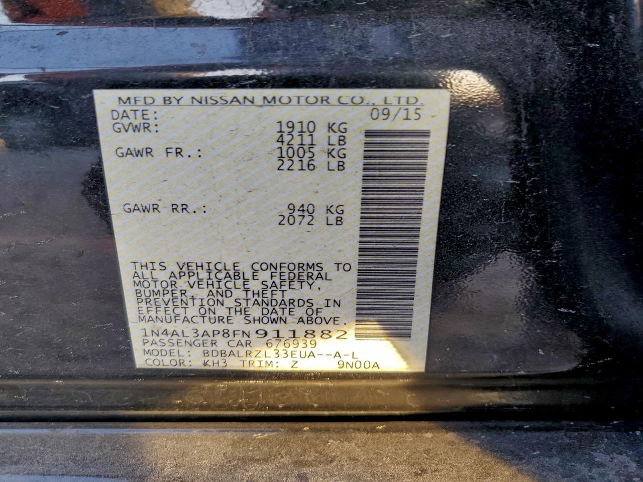 2015 NISSAN ALTIMA 2.5 photo 12