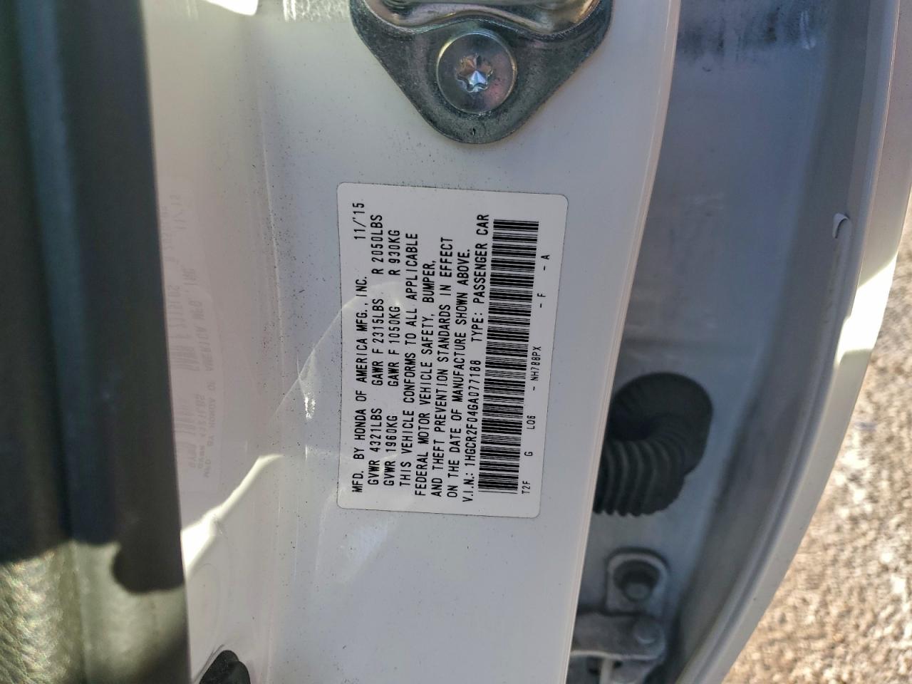 2016 HONDA ACCORD EX photo 13