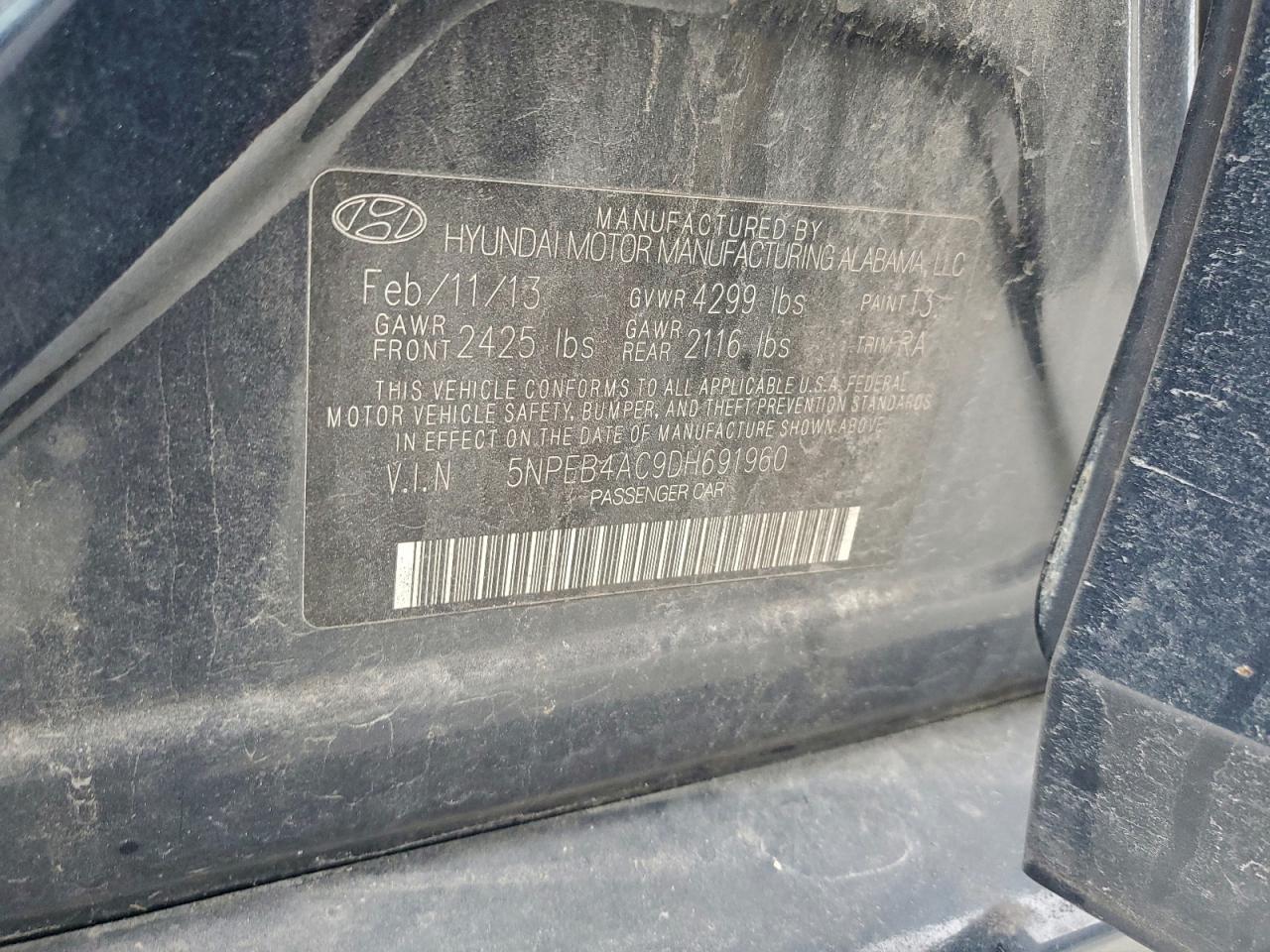 2013 HYUNDAI SONATA GLS photo 12