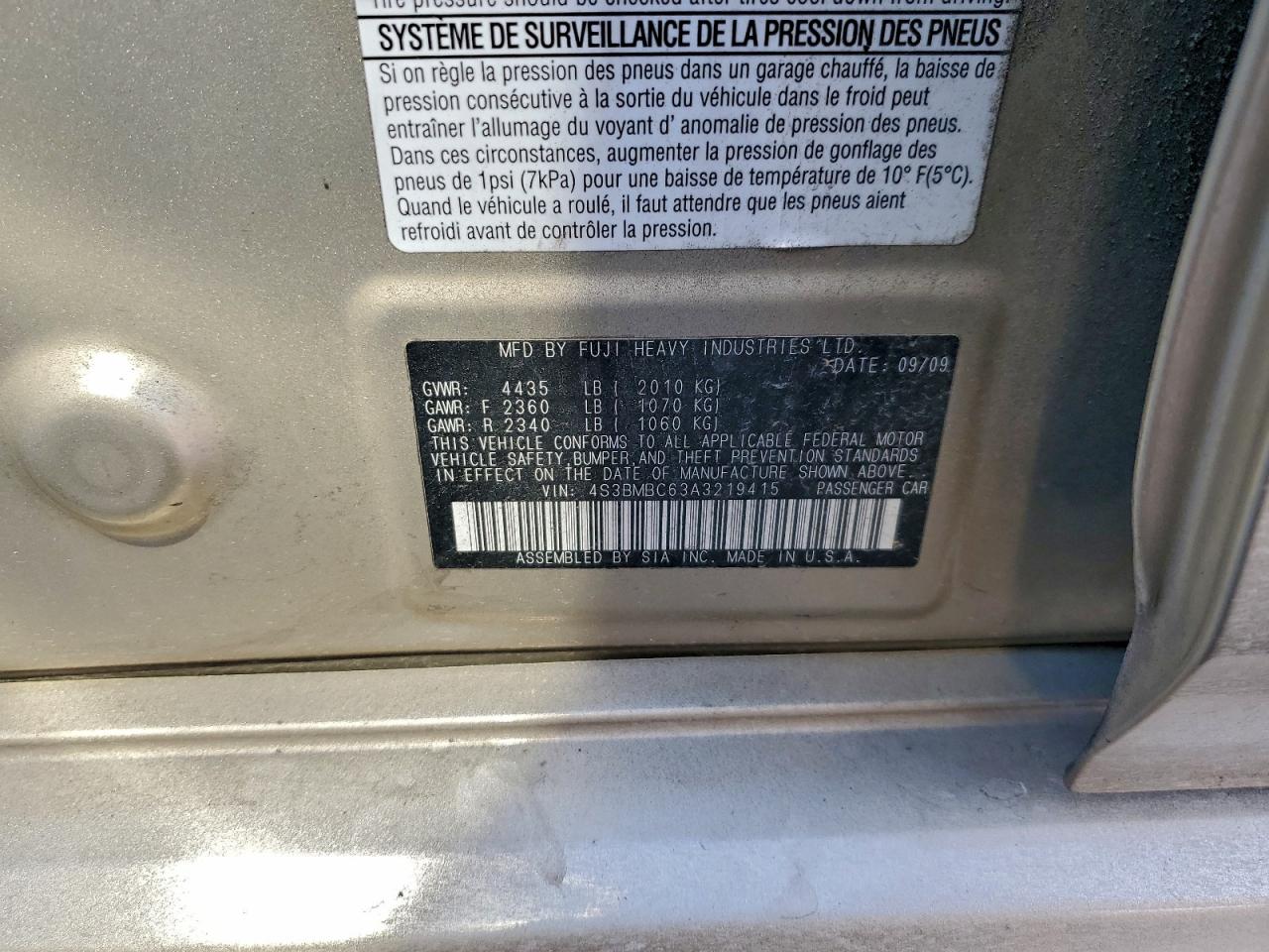 2010 SUBARU LEGACY 2.5I PREMIUM photo 12