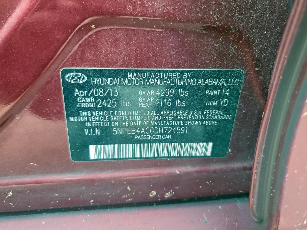 2013 HYUNDAI SONATA GLS photo 12