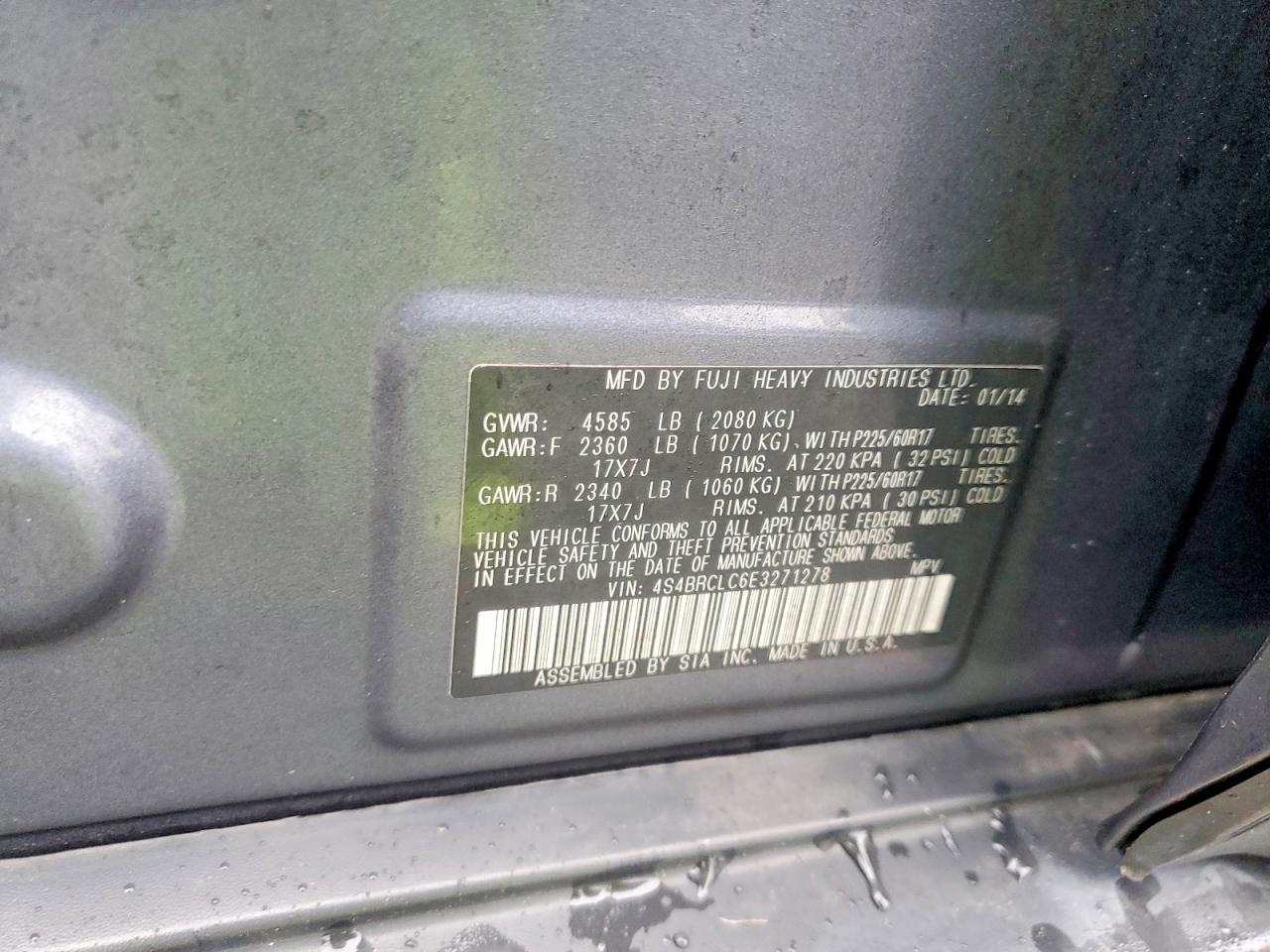 2014 SUBARU OUTBACK 2.5I LIMITED photo 13