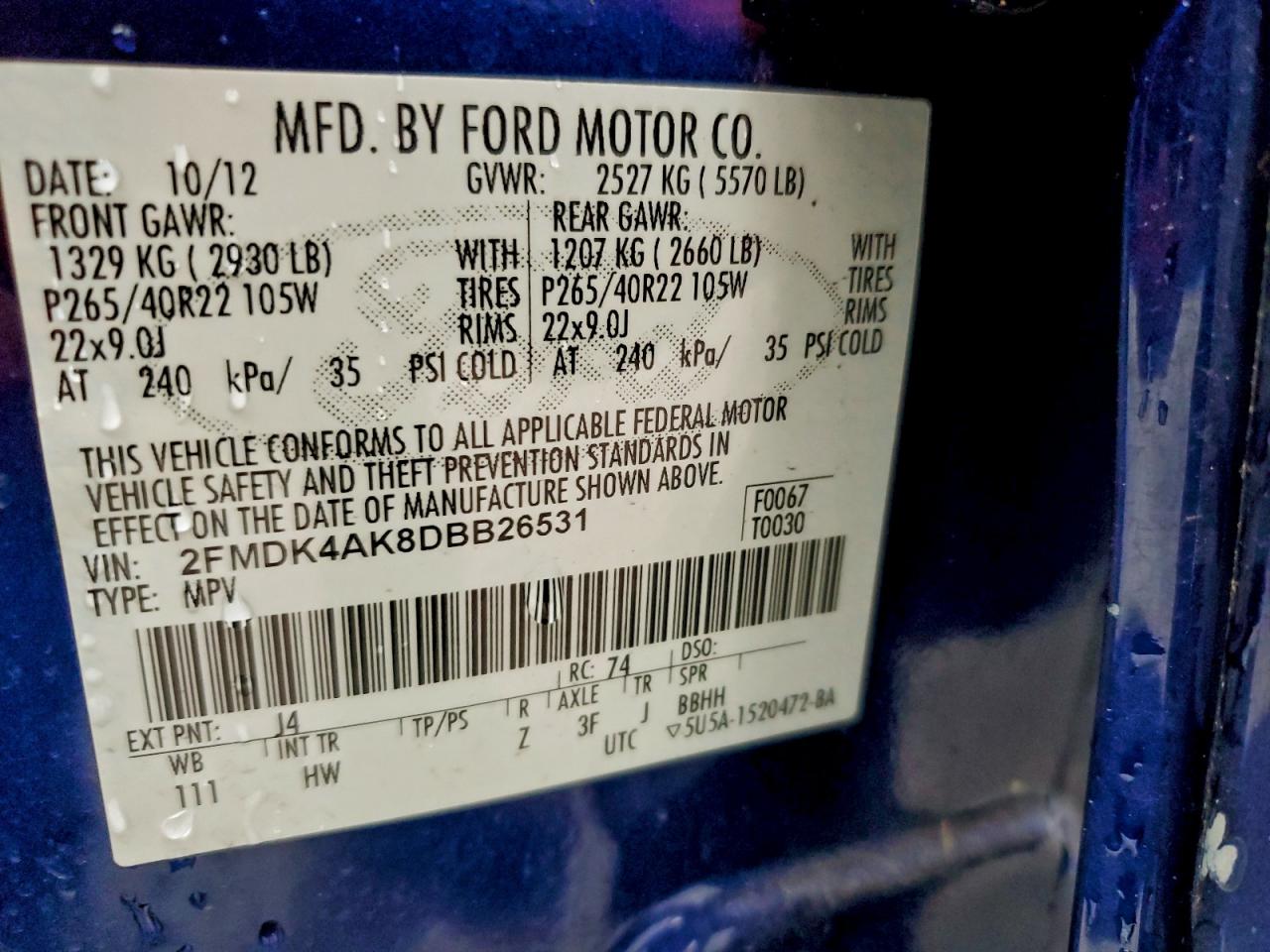 2013 FORD EDGE SPORT photo 13