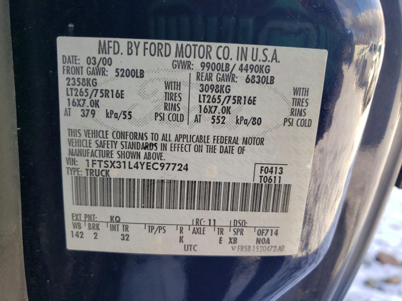 2000 FORD F350 SRW SUPER DUTY photo 13