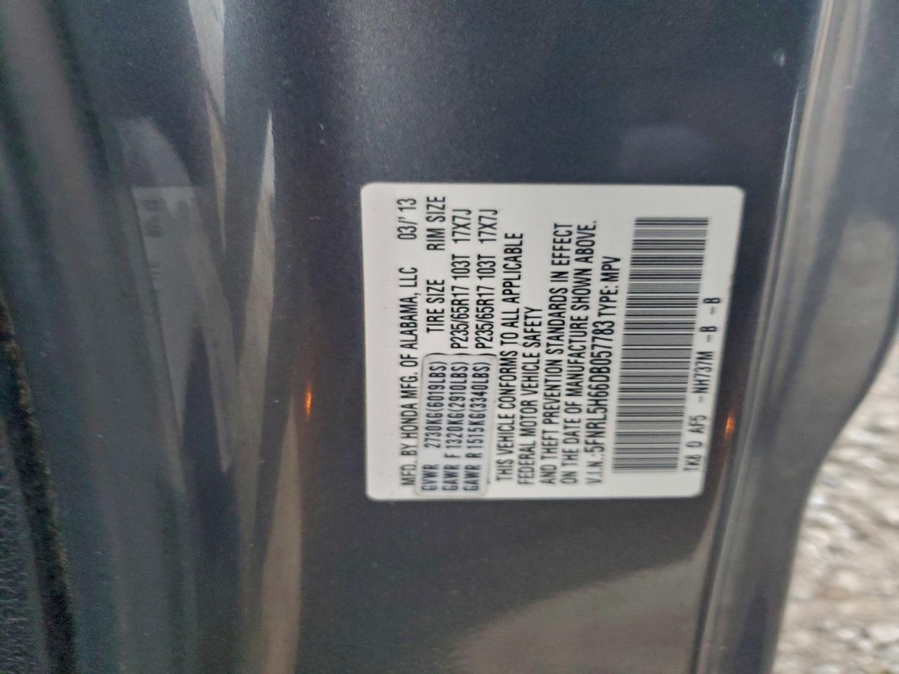 2013 HONDA ODYSSEY EXL photo 25