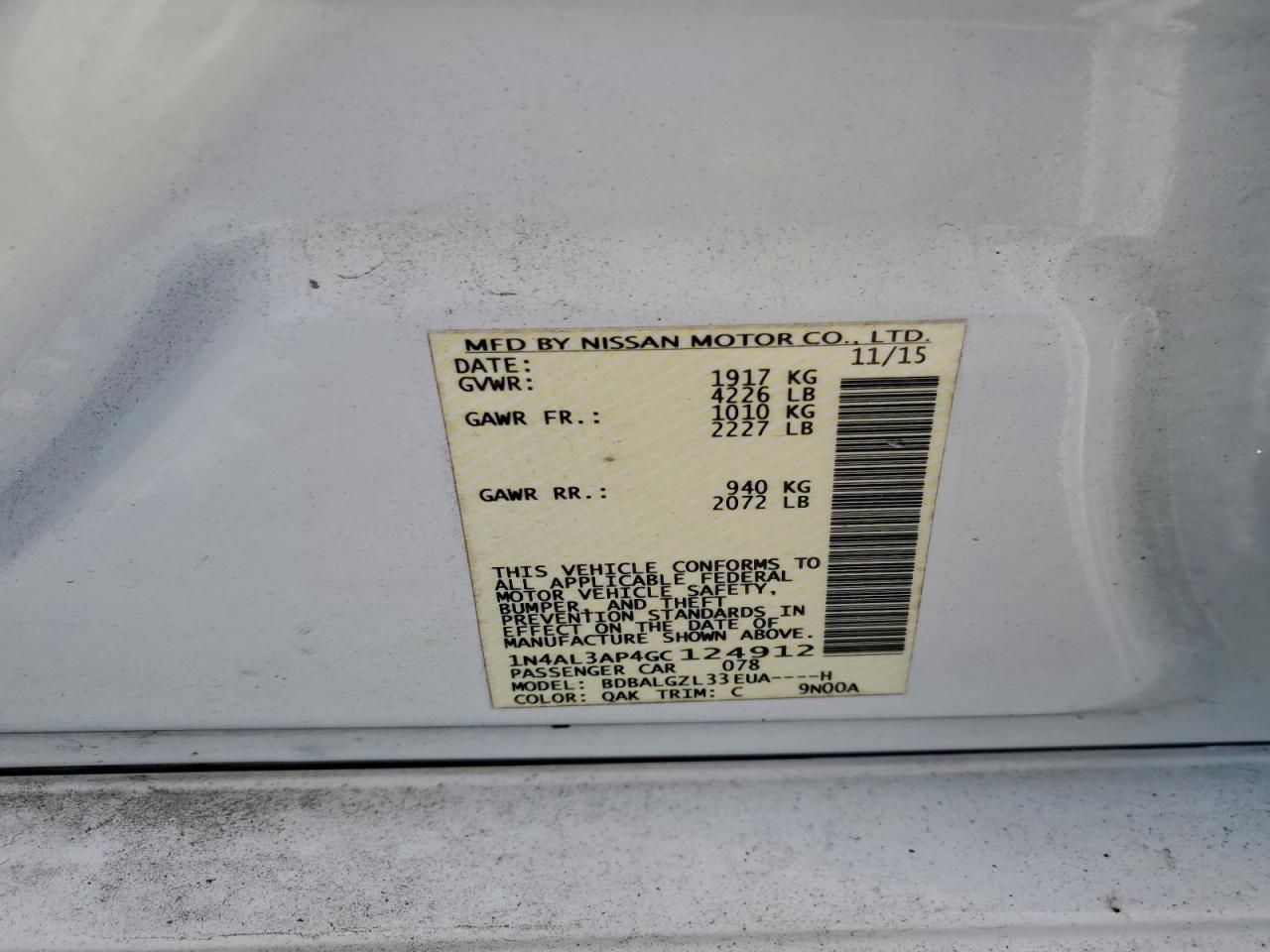 2016 NISSAN ALTIMA 2.5 photo 45