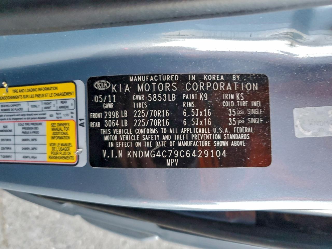 2012 KIA SEDONA LX photo 25