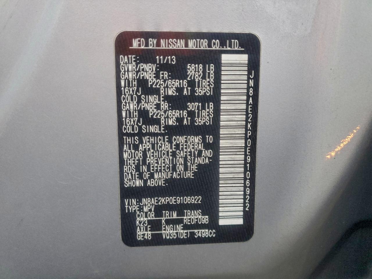 2014 NISSAN QUEST S photo 25