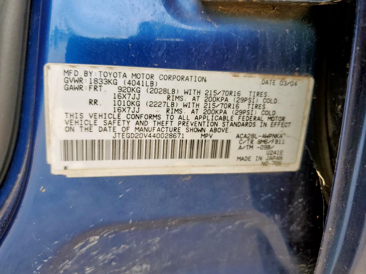 2004 TOYOTA RAV4 photo 27