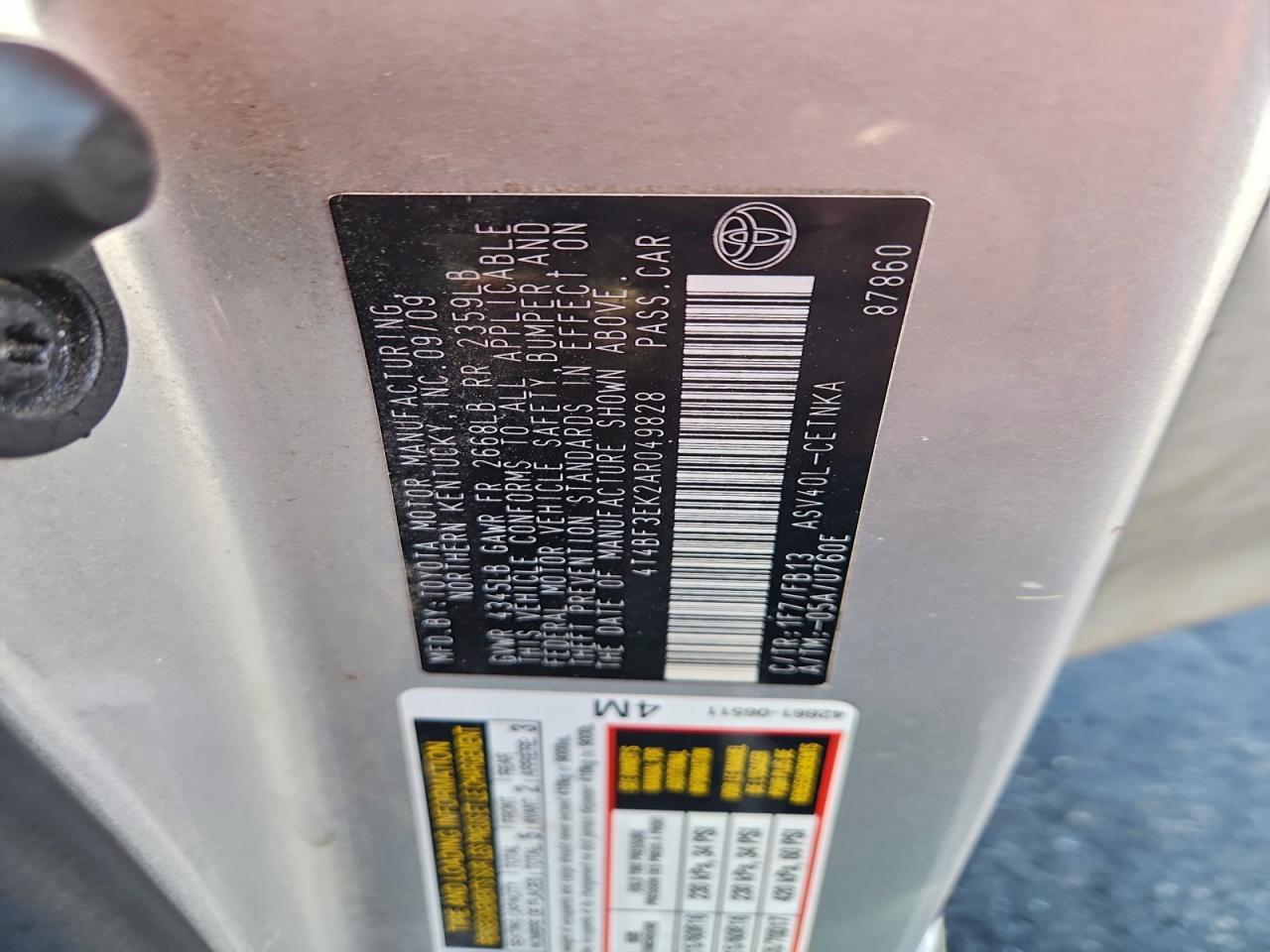 2010 TOYOTA CAMRY BASE photo 12