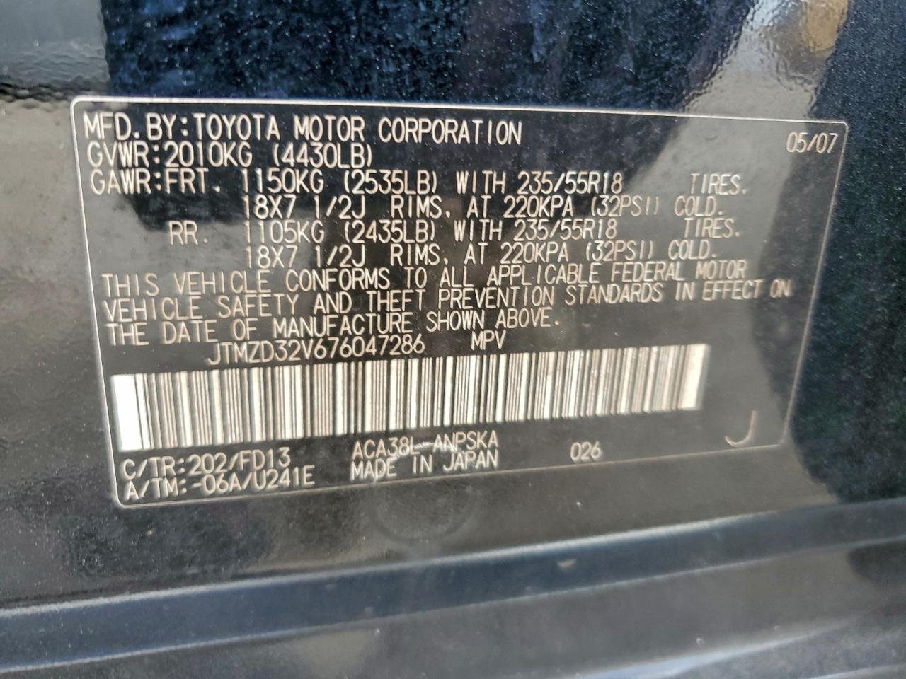 2007 TOYOTA RAV4 SPORT photo 12