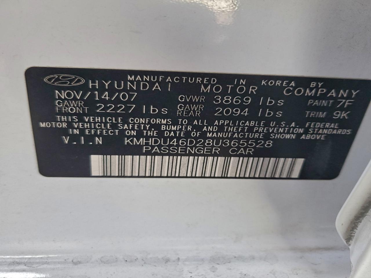 2008 HYUNDAI ELANTRA GLS photo 37